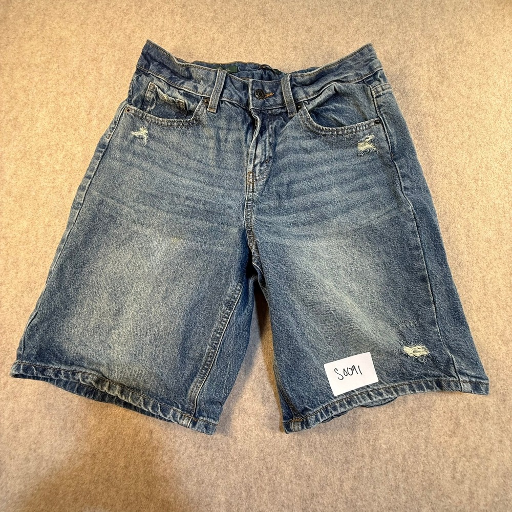 Wild‎ Fable Womens Mid-Rise Distressed Denim Bermuda Shorts Blue Size 6